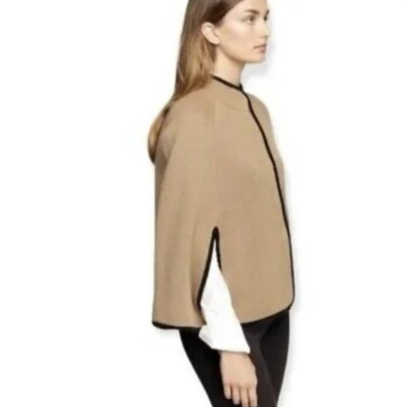 J Crew Merino Wool Poncho Tan and Black - Picture 3 of 9